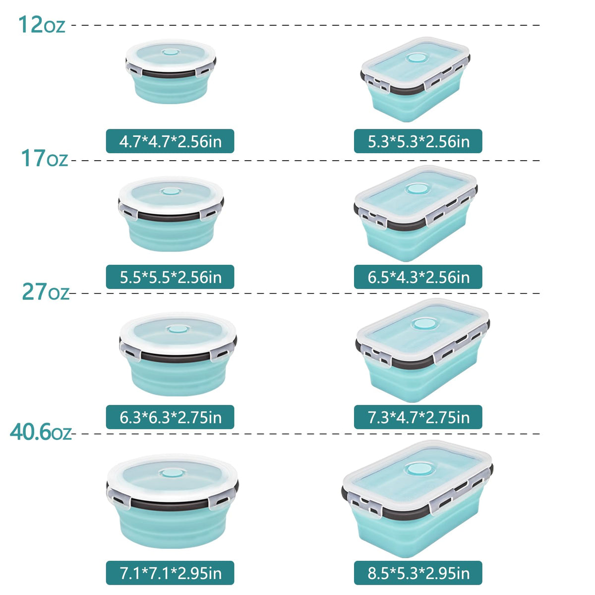 8 Collapsible Food Storage Containers, Silicone Collapsible Food Storage Containers, Collapsible Food Storage Silicone, Rv Collapsible Bowls, Collapsible Storage Containers for Food Camping