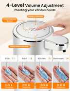 Automatic Soap Dispenser Touchless, USB Rechargeable Hand Soap Dispenser, 4 Adjustable Soap Levels, IPX5 Waterproof, 12.8oz/380ml, Countertop or Wall Mounted for Bathroom and Kitchen, White Liquid