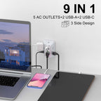 Wall Charger, Surge Protector, QINLIANF 5 Outlet Extender with 4 USB Ports Black 3U1C