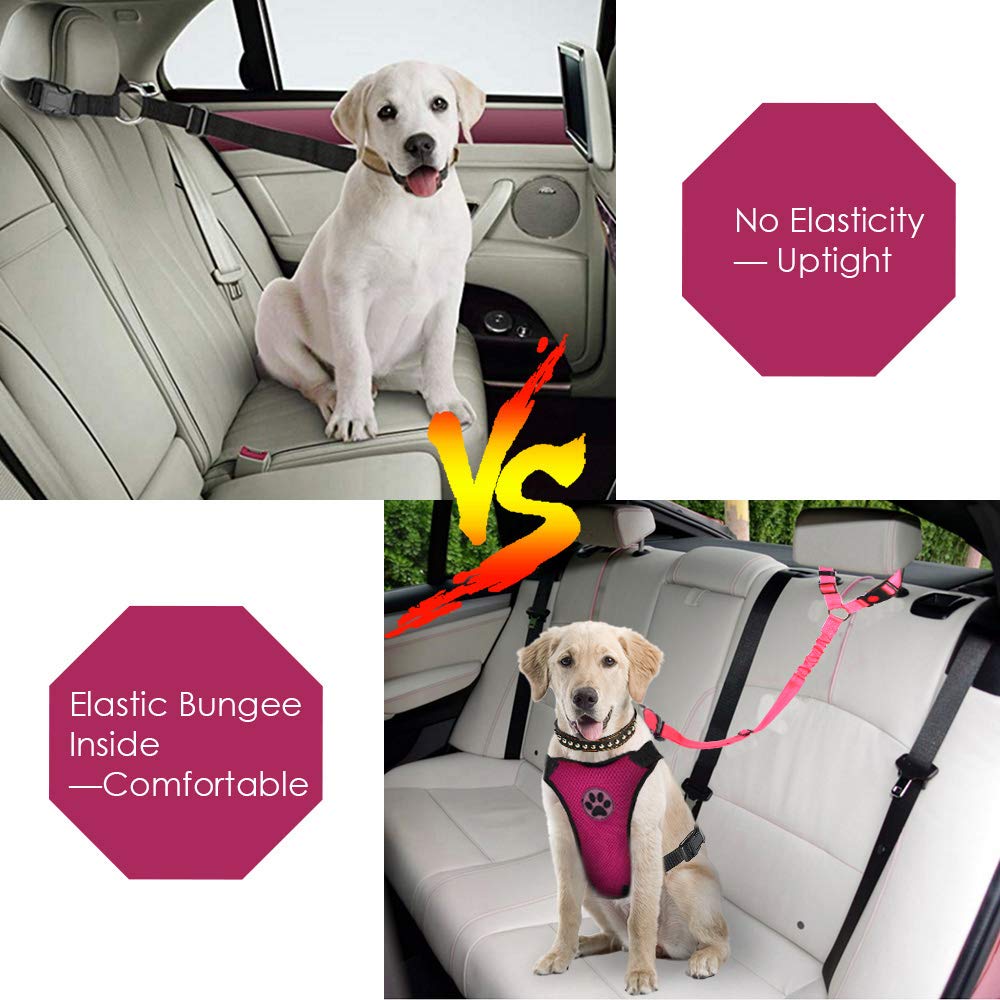 Lukovee Dog Car Seat Belt, 2 Pack, Headrest Restraint, Headrest A.Fluorescent Pink Headrest, 2 Pcs