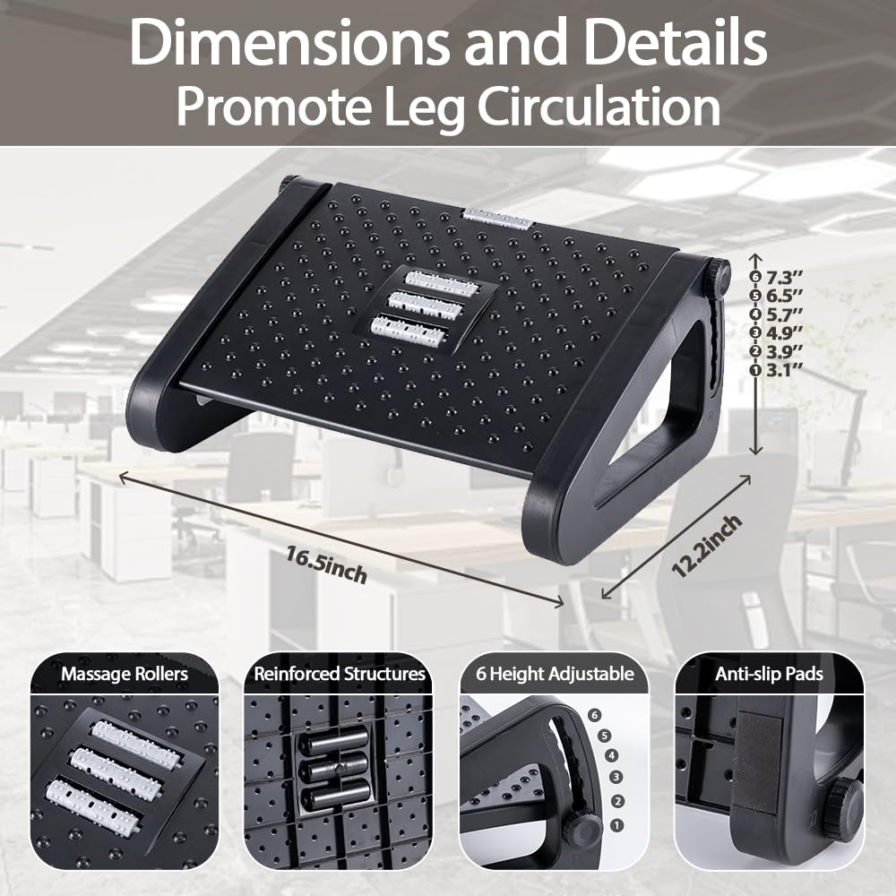 Adjustable Foot Rest Under Desk for Ergonomic Support at Work