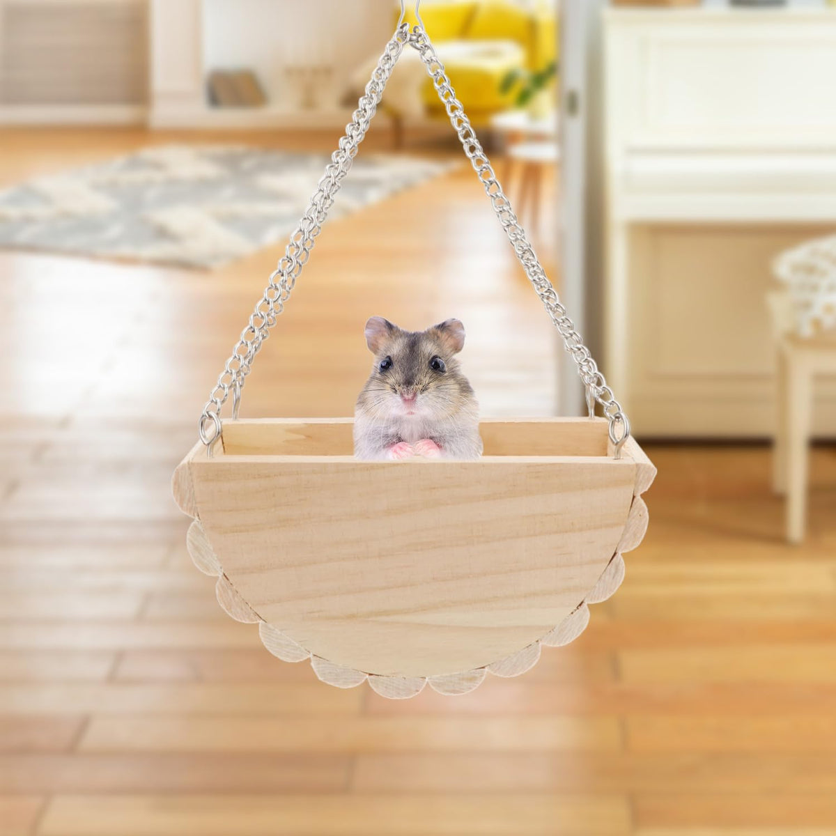 Hypeety Hamster Toys Wooden Maze Tunnel Toy with Plastic Cover for Hamster