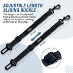 COOYOO Dog Seat Belt,3 Piece Set Retractable Dog Car Harness Adjustable for Vehicle Nylon Pet Safety Heavy Duty & Elastic Set 03-Black+Blue