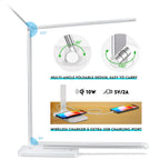 LED Desk Lamp with Wireless Charger, USB Charging Port, Eye Care Black PRO