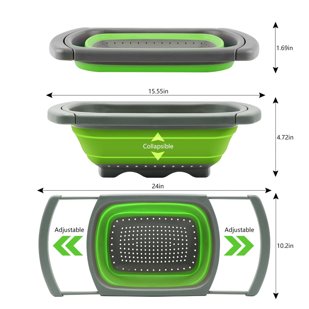 Qimh Colander collapsible, Strainer Over The Sink Vegetable Fruit...