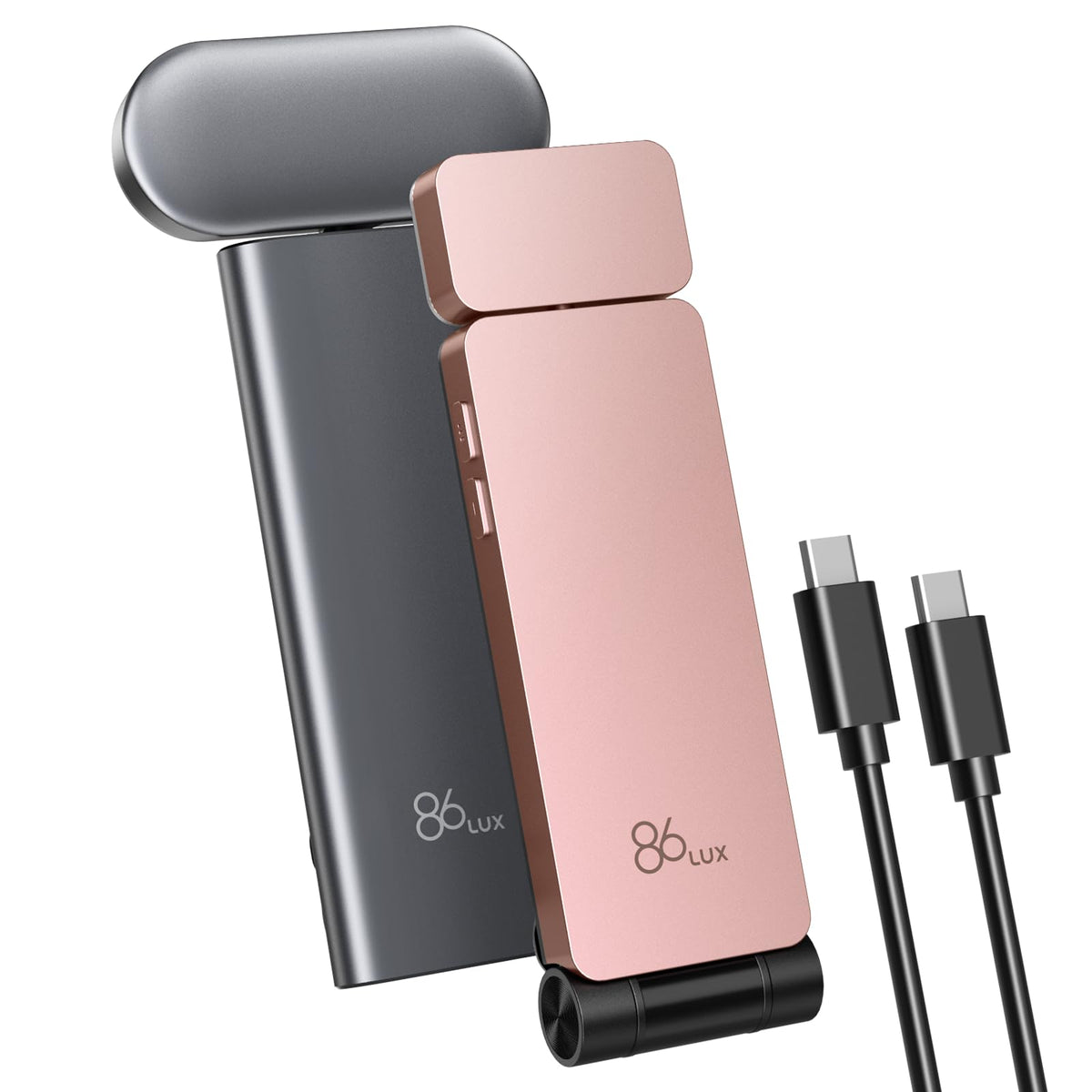 86lux Book Light, Reading Light for Book in Bed, USB Rechargeable LED Night Light with 3 Colors & Limitless Dimming, Aluminum Alloy Bookmark Light for Book Lovers,Technology Black
