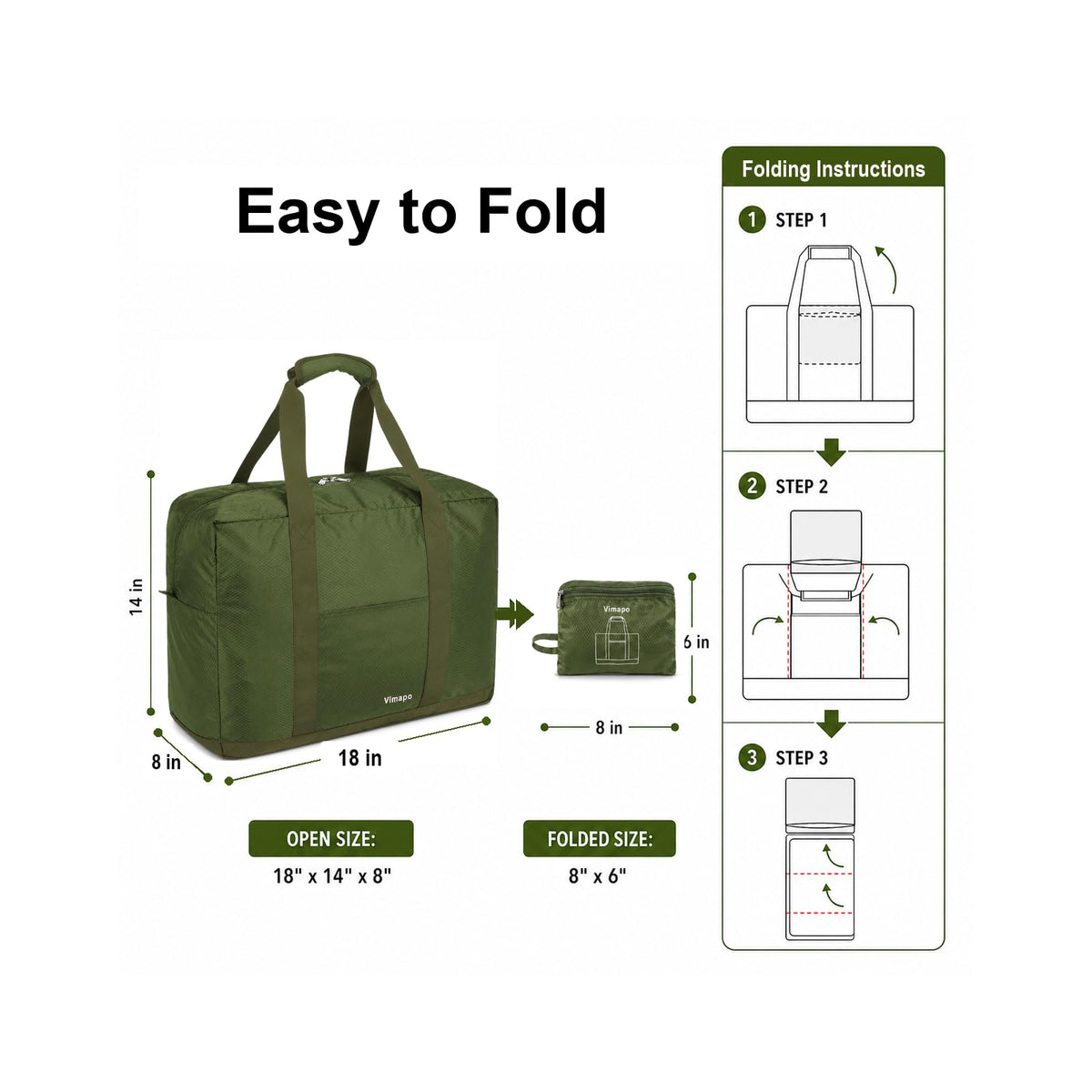 Foldable Travel Duffle Bag with Trolley Sleeve 40L Travel Bag Black