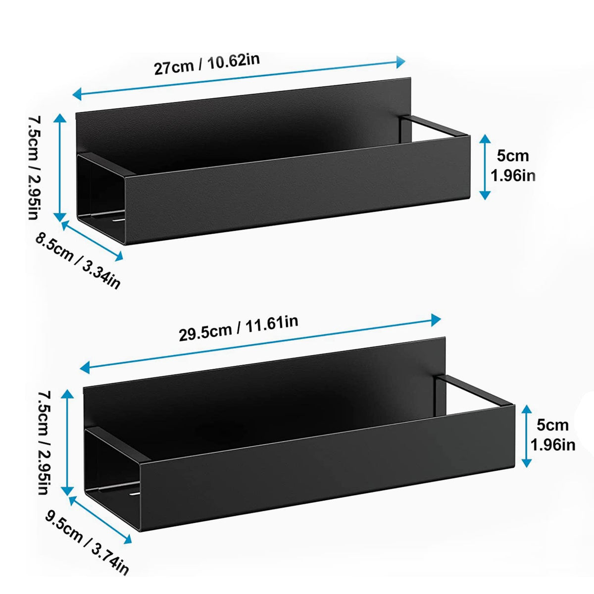 Metal 2 Pack Magnetic Spice Storage Rack Organizer for Refrigerator and Oven, Fridge Organizers and Storage Black