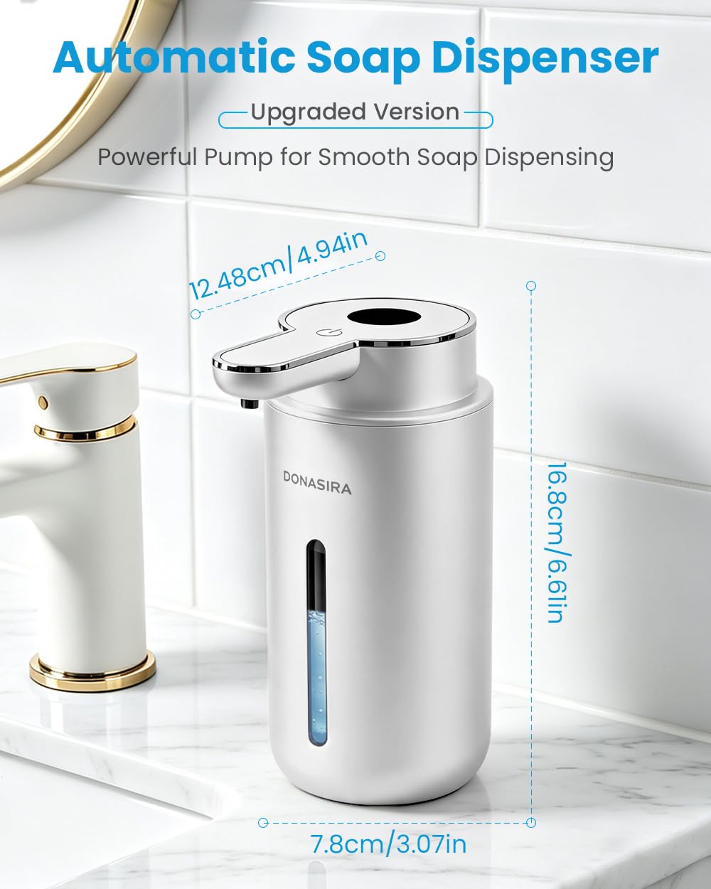 Touchless Automatic Liquid Soap Dispenser, Rechargeable White