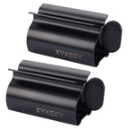 XYKEEY Toothpaste Tube Squeezer - Set of 2 Toothpaste Squeezer Rollers, Metal Toothpaste Tube Wringer Seat Holder Stand (Matt Black) Matt Black
