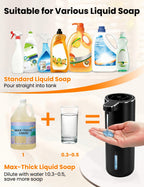 Automatic Soap Dispenser Touchless, USB Rechargeable Hand Soap Dispenser, 4 Adjustable Soap Levels, IPX5 Waterproof, 12.8oz/380ml, Countertop or Wall Mounted for Bathroom and Kitchen, White Liquid
