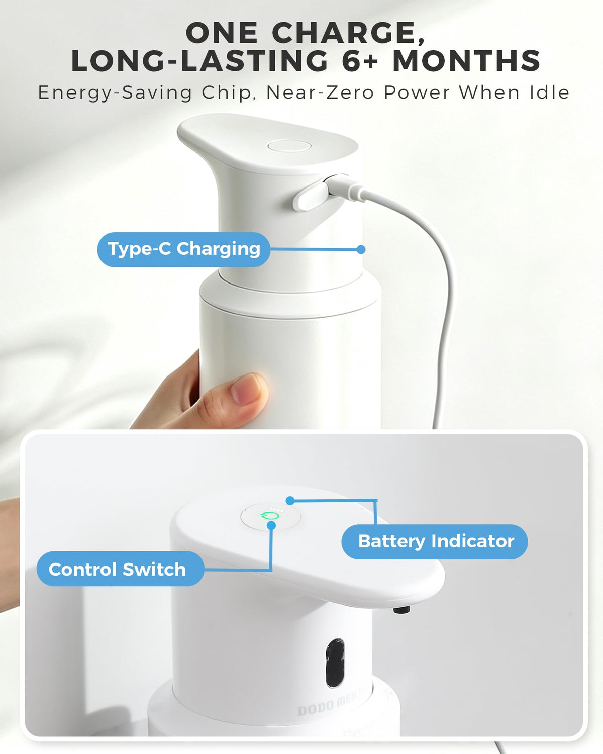 Automatic Liquid Soap Dispenser, Touchless, Rechargeable Stainless Steel