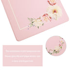 Floral Kitchen Mat Sets 2PCS Non Skid Waterproof Kitchen Rugs and Runner Sets Cushioned Anti-Fatigue Comfort Mat for Home,Office Memory Foam Kitchen Rug, 17.3"x30"+17.3"x47", Black/Pink 17"x30"+17"x47"--0.4 inches