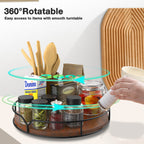 Lazy Susan Turntable Organizer for Cabinet Pantry Kitchen Countertop Refrigerator Cupboard, Pine Wood, 9", Carbonized Black 9''