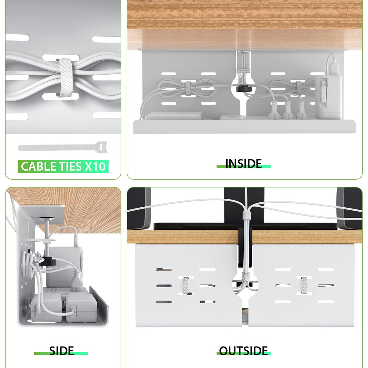 Under Desk Cable Management Tray and Metal Cord Organizer