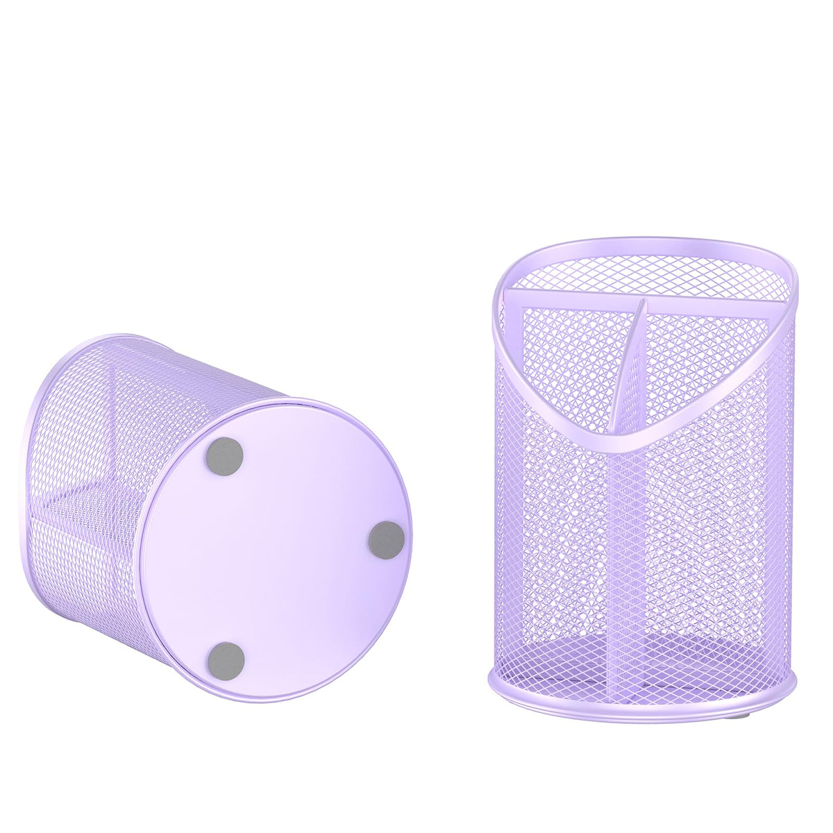 Delifox 2 Pack Pen Holder Mesh Round Pencil Holder 3 Compartments, Black