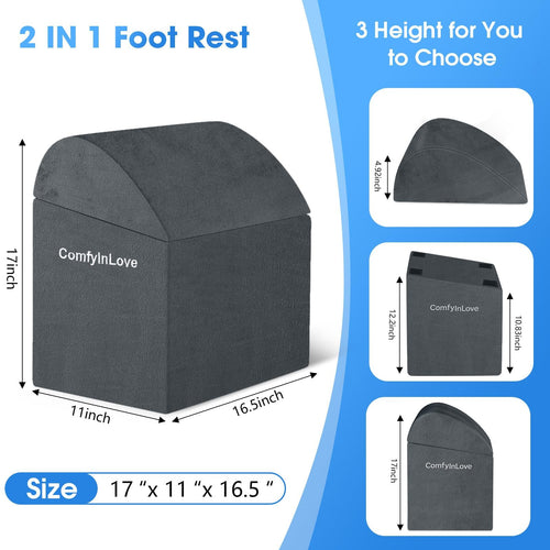 Adjustable Under-Desk Foot Rest with 3 Height Levels