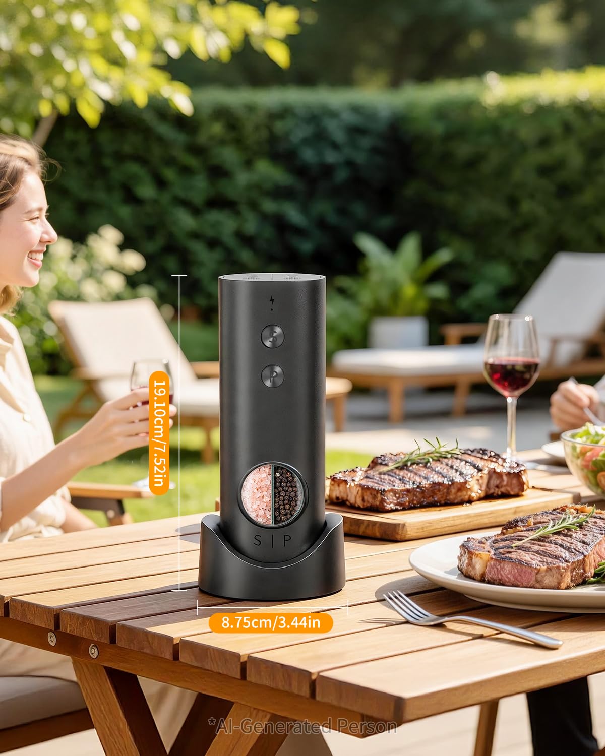 CIRCLE JOY 2 in 1 Electric Salt and Pepper Grinder Set with Storage Base Set A