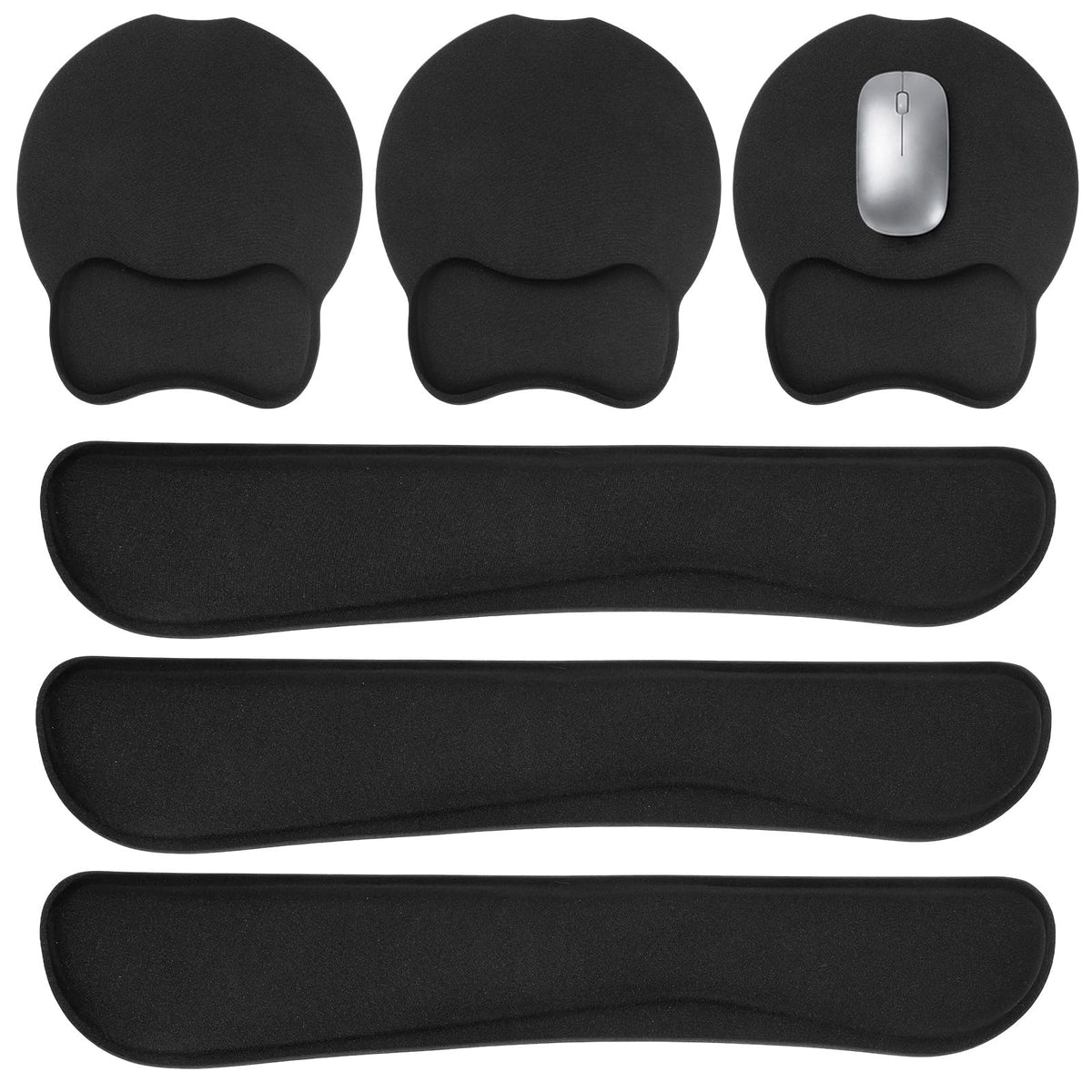 6 Pcs Mouse Pad and Keyboard Wrist Rest, Keyboard and Mouse Pad Set with Wrist Support, Ergonomic Memory Foam Wrist Rest for Computer Keyboard Office, Gaming, Computer, Laptop, Typing Comfort