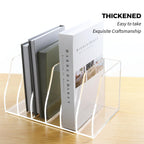 Acrylic Magazine File Holder, 4 Vertical Compartments Desk Document Sorter Organizer, Clear Folder Rack Binder for Office/Home/Classroom, for Documents, Tablet, Magazines, Books & Accessories B5, 4 Sections