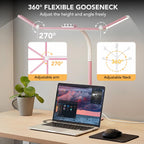 LED Desk Lamp for Home Office with Base, 28.2" Adjustable Gooseneck Swing Arm Ultra Bright Desk Light, Dimmable Architect Table lamp for Desktop Computer Light, Reading, Study, Workbench Black