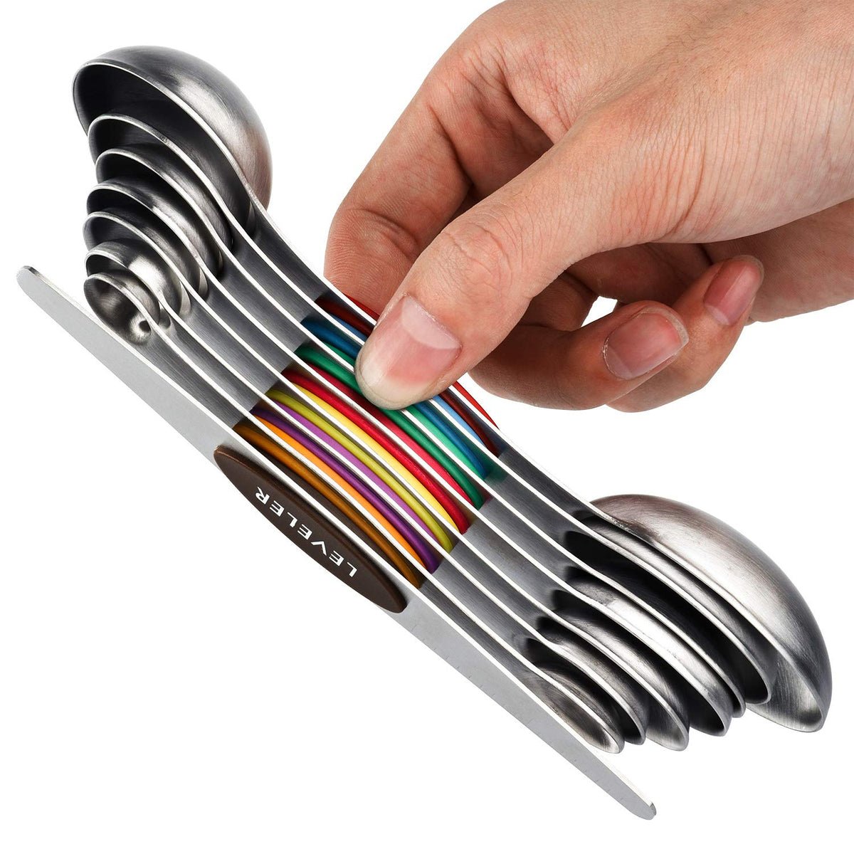 Magnetic Stainless Steel Dual-Sided Measuring Spoons Set