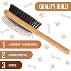 KylePet Dog Brush, Double Sided Pet Slicker Brush with Bamboo Handle for Dogs and Cats Long Hair Pets Grooming Comb for Removing Shedding, Tangles and Dead Undercoat Dog brush-01