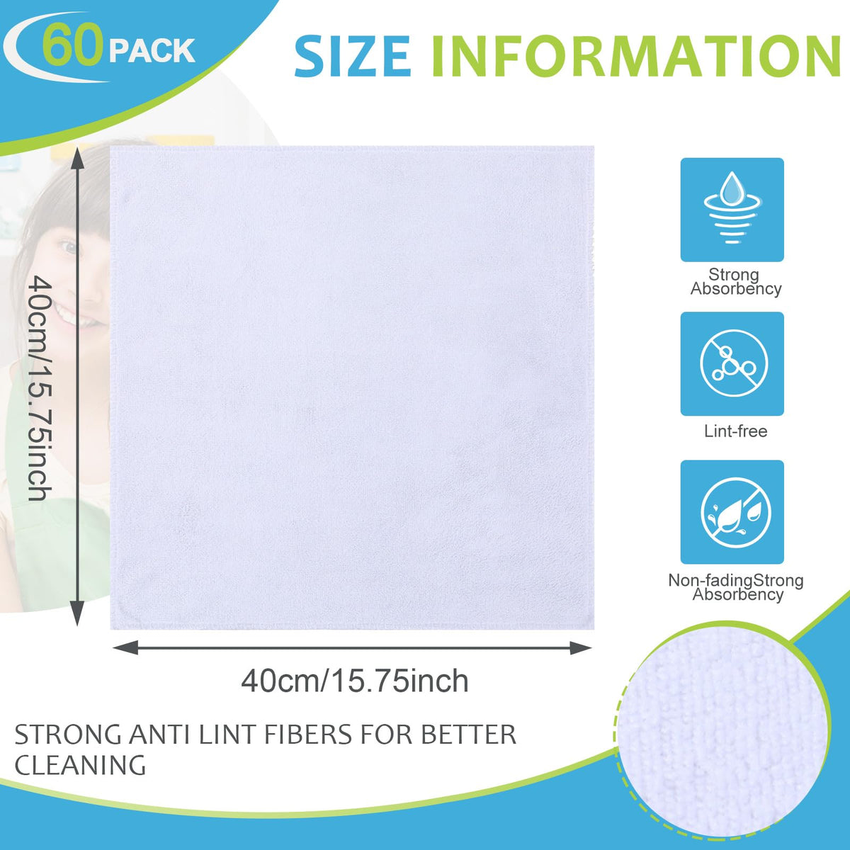 Nuenen Car Microfiber Clean Cloths, Purple, 16 x 16 Inch, 60 Pcs 16 x 16 inches