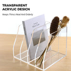 Acrylic Magazine File Holder, 4 Vertical Compartments Desk Document Sorter Organizer, Clear Folder Rack Binder for Office/Home/Classroom, for Documents, Tablet, Magazines, Books & Accessories B5, 4 Sections