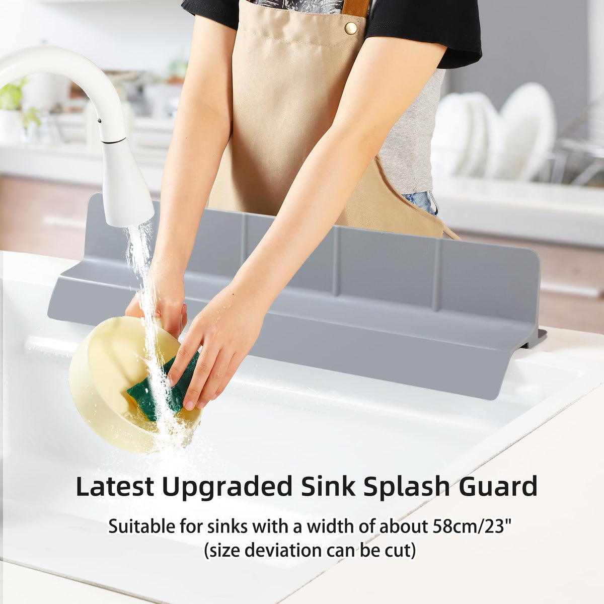 23" Ultra Silicone High Sink Splash Guard, Grey Gray