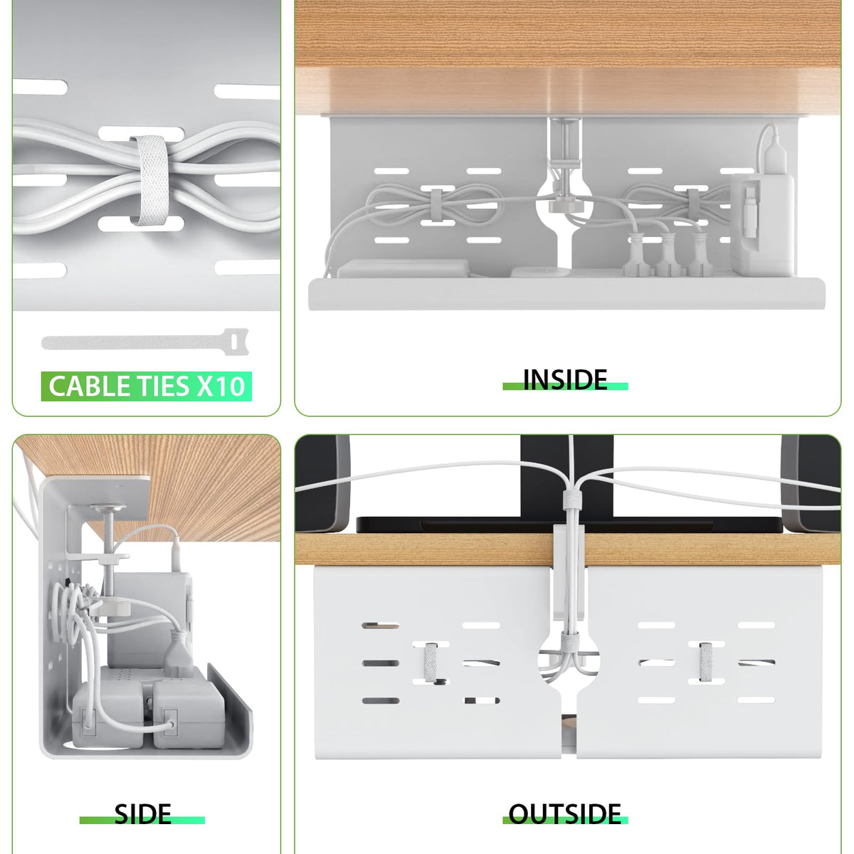 Under Desk Cable Management Tray and Metal Cord Organizer