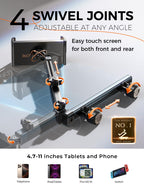 LISEN iPad Holder for Car Tablet Mount, 4 in 1 Adjust Arm Back Seat Stand 4.7-11.5“ Device