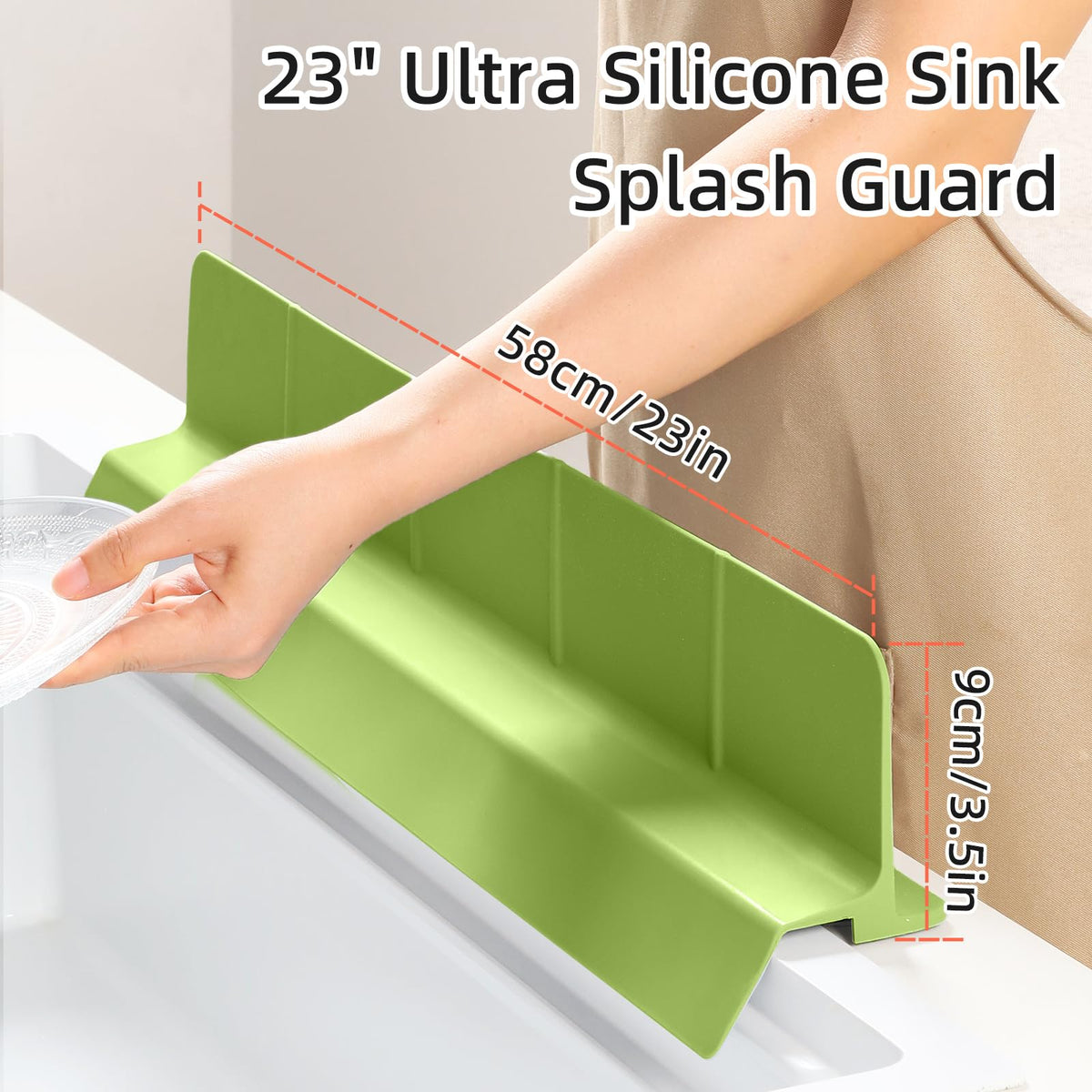 23" Ultra Silicone High Sink Splash Guard, Grey Gray