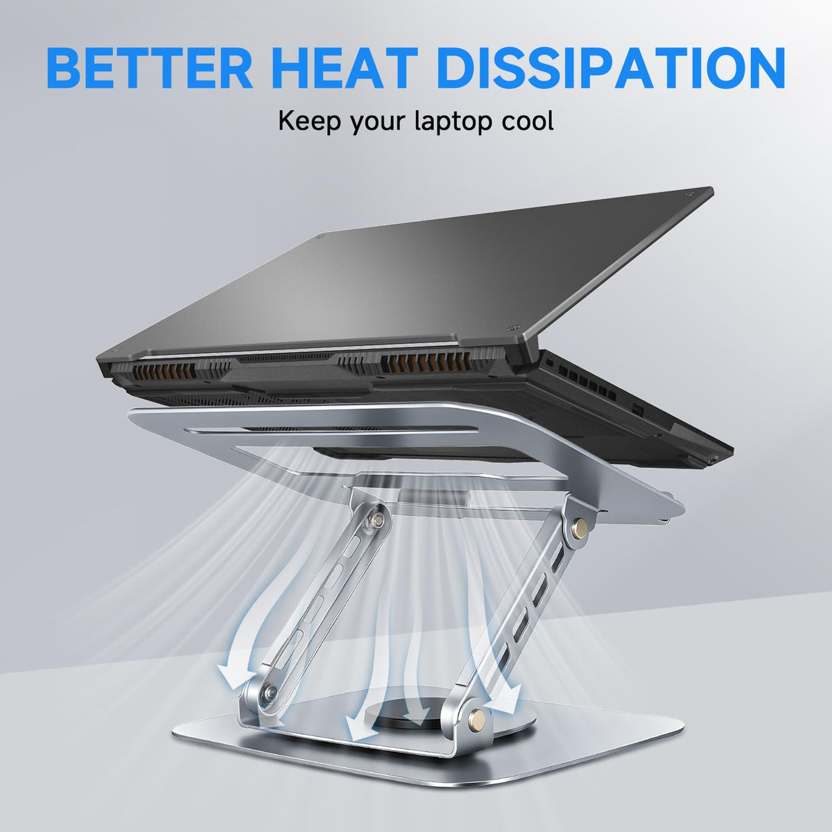 Leeboom Laptop Stand for Desk, Adjustable Foldable Aluminum Riser, Silver