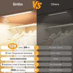 Gritin 14.7inch Under Cabinet Lighting Rechargeable 2 Pack Silver 14.7 inch