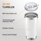20oz Tumbler Bulk with Lid Stainless Steel Tumblers, 6 Pack
