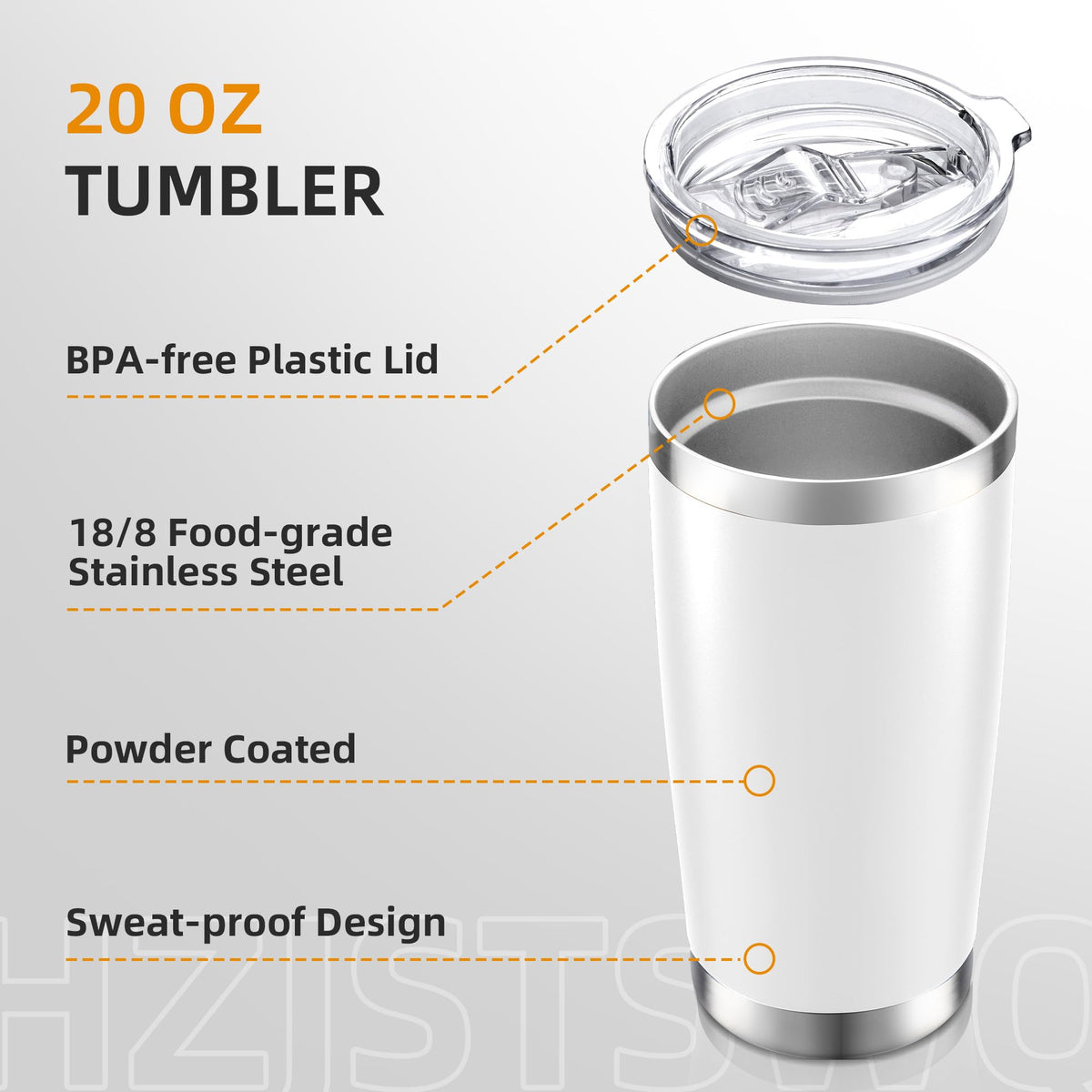 20oz Tumbler Bulk with Lid Stainless Steel Tumblers, 6 Pack