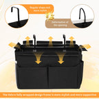 Bedside Caddy Organizer 5 Pockets and 4 Hooks for Bunk Bed Black