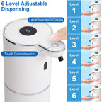 Automatic Soap Dispenser, Hand Soap Dispenser 12.8oz/380ml Smart Rechargeable, Liquid Touchless Soap Dispensers with 6-Level, Wall Mounted or Countertop Dish Soap Dispensing for Bathroom & Kitchen Black