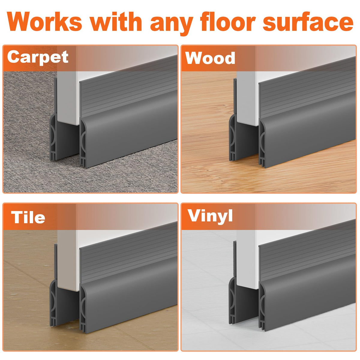Door Draft Stopper, Door Sweep for Bottom of Door, Weather Stripping Door Seal Gap Filler Bottom Blocker Soundproofing Cold Air Insulation Save Energy Install Quickly Easily (Black, 39‘’) 39‘’ Black
