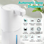 Automatic Soap Dispenser, Foaming Soap Dispenser Touchless with Continuous Dispensing, 4-Level Adjustable, Rechargeable Hand Soap Dispensers, Wall Mounted or Countertop for Bathroom & Kitchen Gold