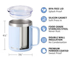SUNWILL Insulated Coffee Mug, Stainless Steel 14 oz, Splash-Proof Lid Powder Coated Navy Blue 14 Ounces