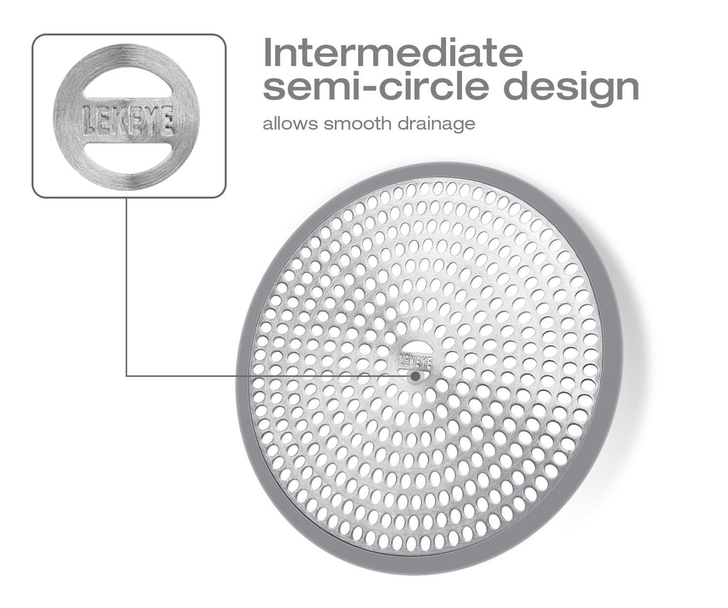 LEKEYE Shower Hair Catcher Drain Protector Strainer-Steel & Silicone 2 Pack