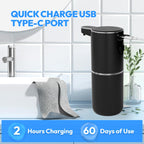 2 Pack Automatic Foaming Soap Dispenser,Touchless Foam Soap Dispenser,12.8oz Rechargeable Wall Mounted Smart for Bathroom and Kitchen Dish Soap,Easy for Toddlers(Black) Black