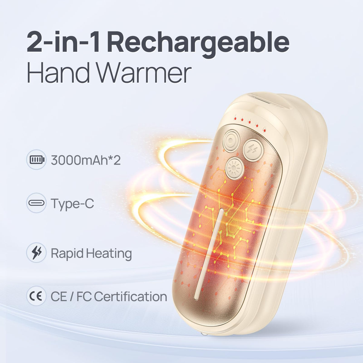 Rechargeable Hand Warmers Dual Pack Portable Electric Warmth