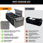 Collapsible Trunk Organizer with Insulated Leakproof Cooler Bag,Removable Lid,Adjustable Securing Straps,3 Compartments Trunk Organizer for SUV,Truck,Sedan(Grey & Black) Black&Grey With Cooler