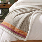 Nordic Plaid Green Sherpa Throw Blanket for Bed and Couch