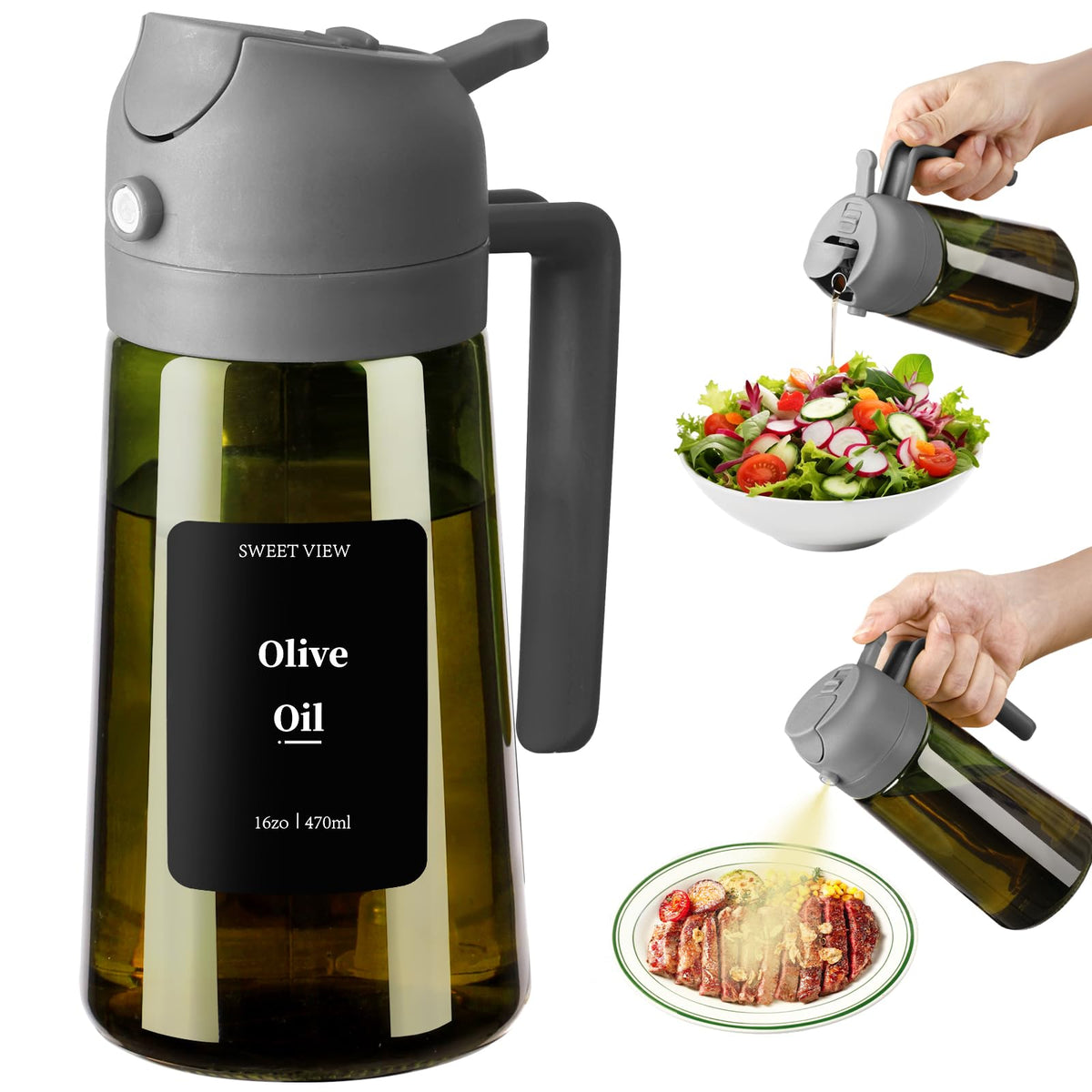 SWEET VIEW 2PCS Olive Oil Dispenser and Sprayer