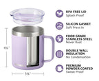SUNWILL Insulated Coffee Mug, Stainless Steel 14 oz, Splash-Proof Lid Powder Coated Navy Blue 14 Ounces