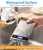Food Scale, 33lb Rechargeable Kitchen Scale, 1g Precision, Black Rechargeable-Black